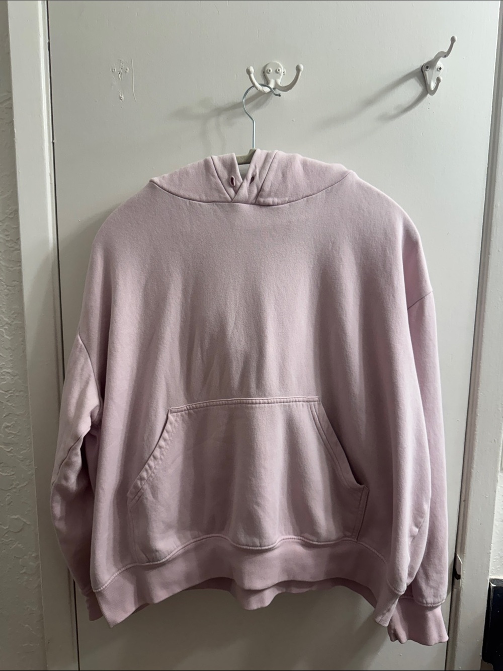 H&M Oversized Scoop Neck Hoodie in Pale Pink